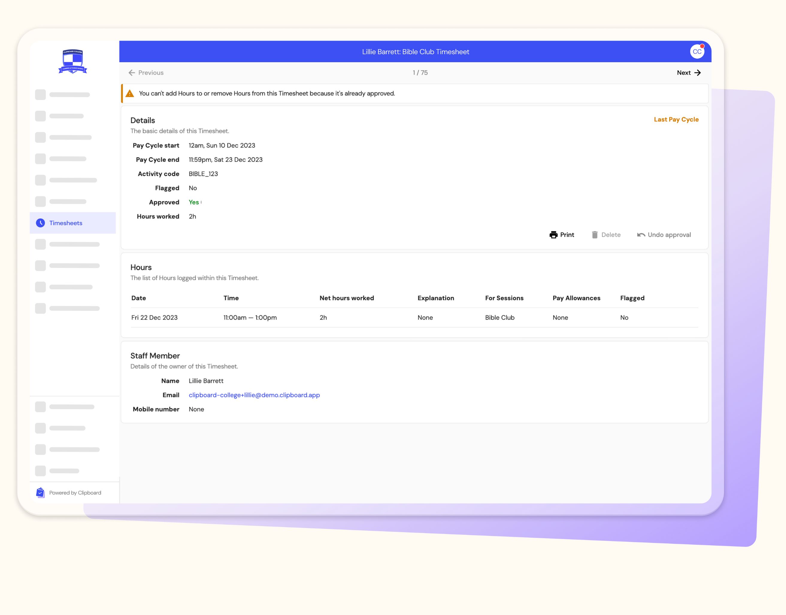 Timesheets Clipboard